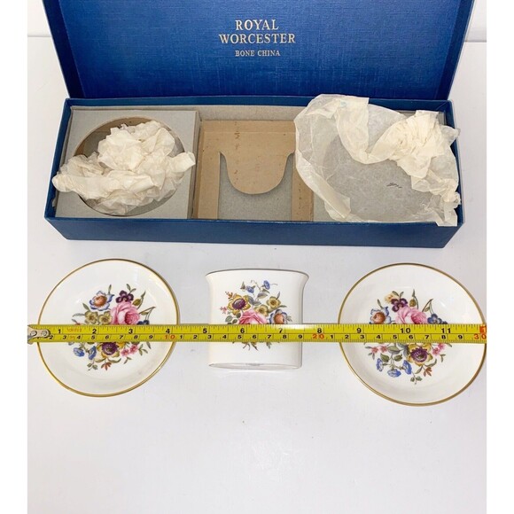 Royal Worcester Bone China Floral Trinket Dishes and Container/Vase - Picture 11 of 12